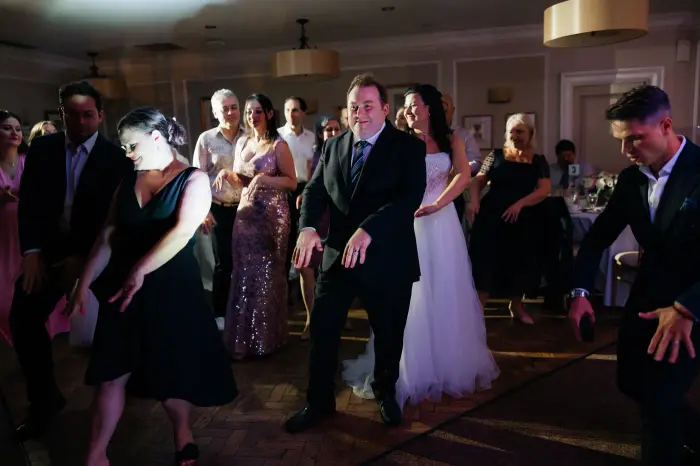 Bride and guests on the dance floor
