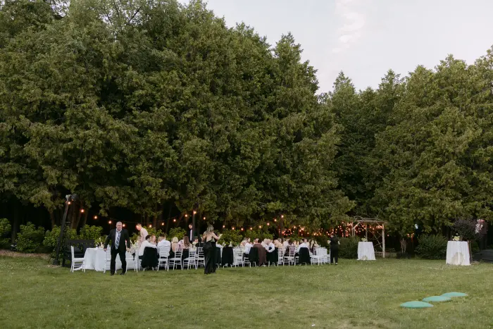 Outdoor lawn reception under the trees