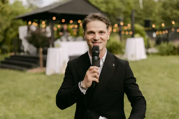 Vladyslav hosting by the gazebo